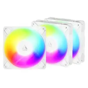 JualARCTIC P12 Pro Reverse A-RGB 3 Pack – 120mm A-RGB PWM Fan With Cable Splitter – White