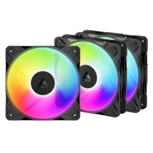 JualARCTIC P12 Pro Reverse A-RGB  3 Pack – 120mm A-RGB PWM Fan With Cable Splitter – Black
