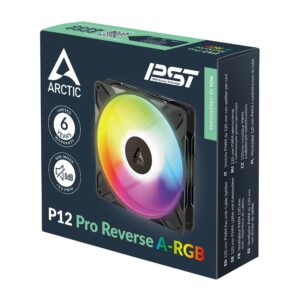 JualARCTIC P12 Pro Reverse A-RGB – 120mm A-RGB PWM Fan With Cable Splitter Single Pack – Black